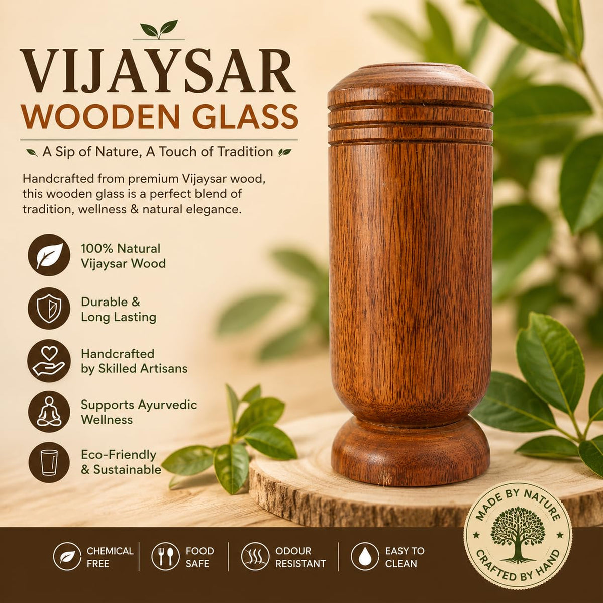 Vijaysar Wood Sugar Control Glass for Drinking Water