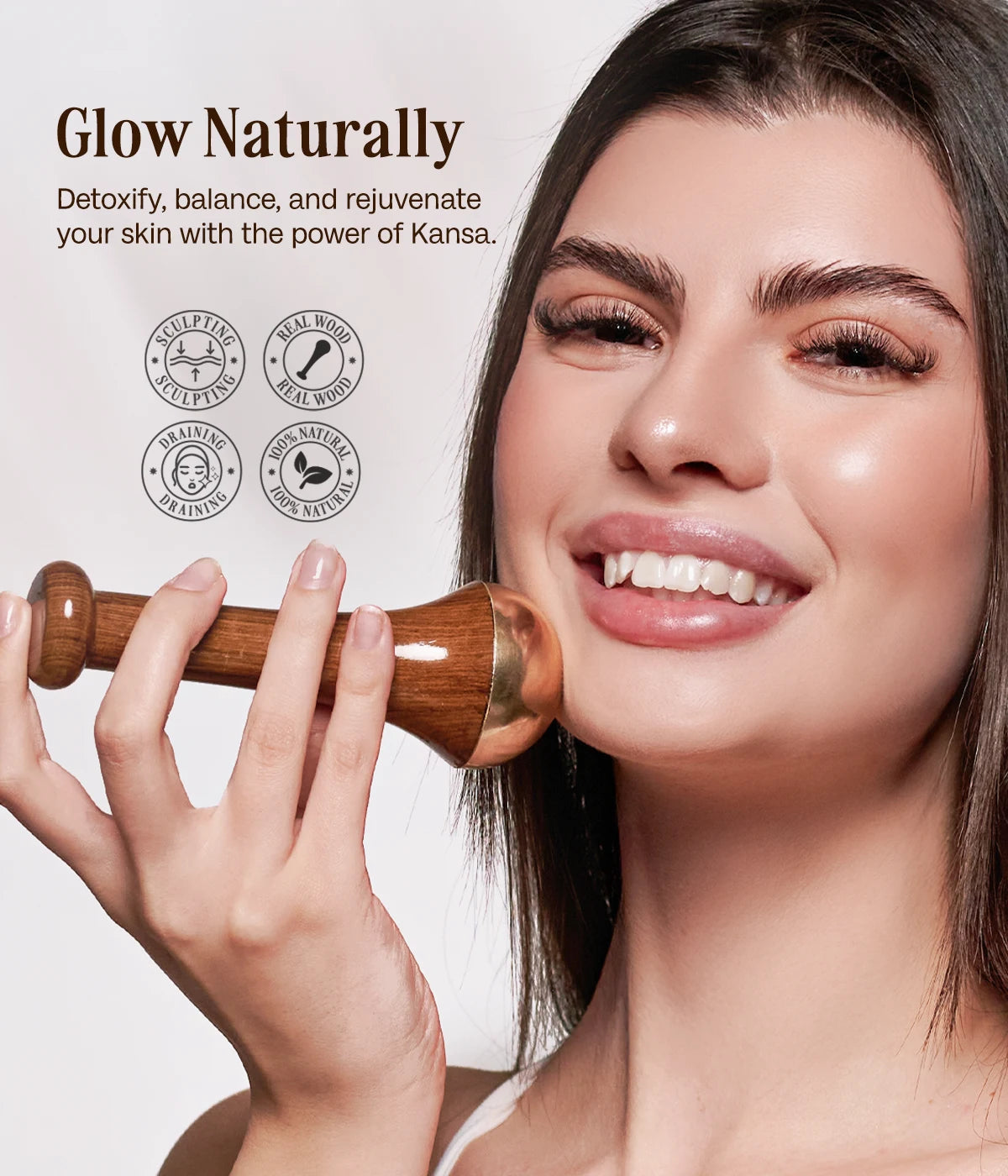 Kansa Wand 2-in-1 Ayurvedic Massager – Face, Body & Foot | 100% Bronze