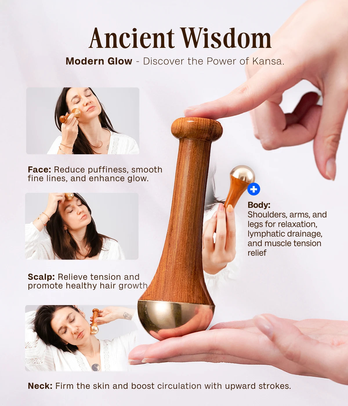 Kansa Wand 2-in-1 Ayurvedic Massager – Face, Body & Foot | 100% Bronze